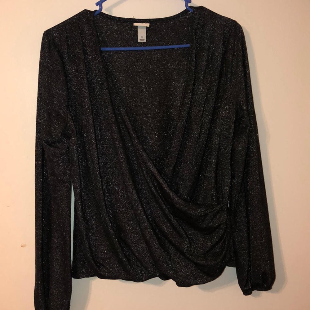 Black shimmer top